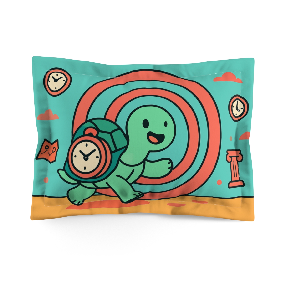 Time Traveling Turtle Adventure designer printed pillows