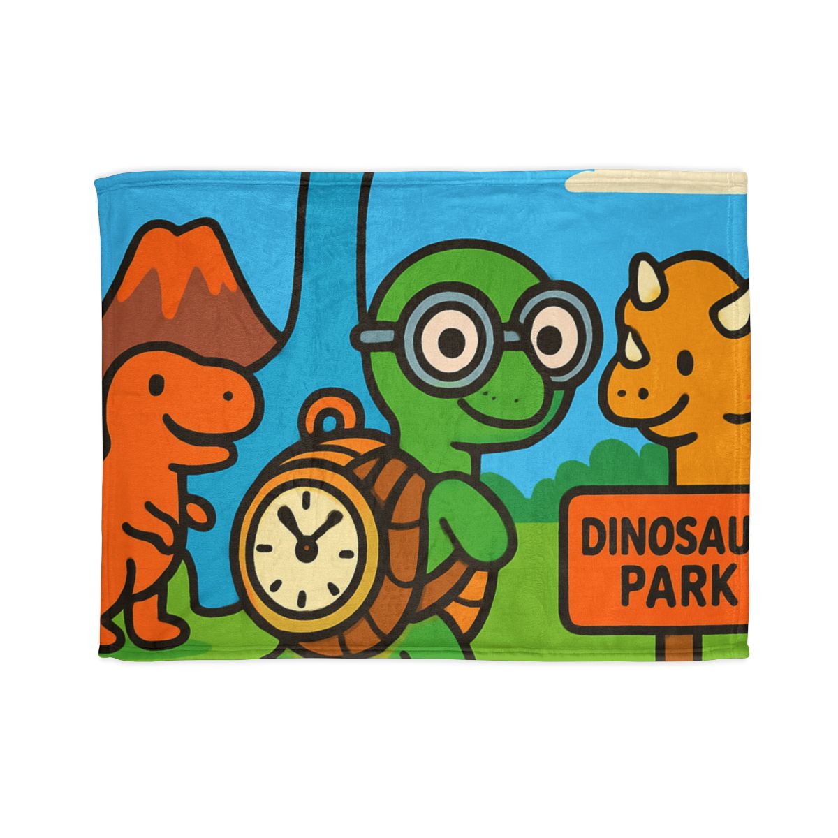 Time Traveling Turtle At The Dino Park designer printed blankets