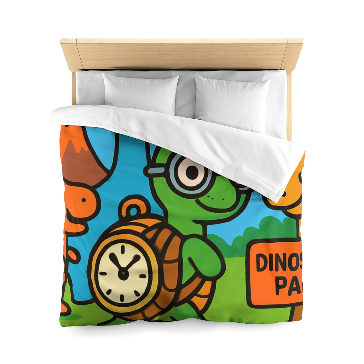 Time Traveling Turtle At The Dino Park designer printed duvets