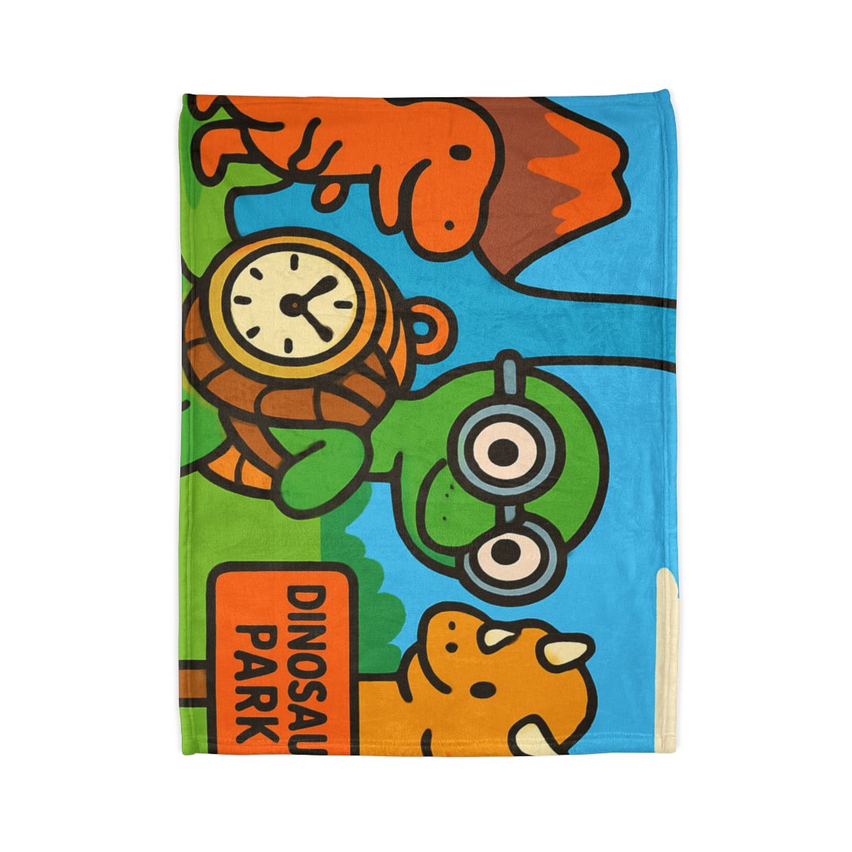Time Traveling Turtle At The Dino Park designer printed blankets