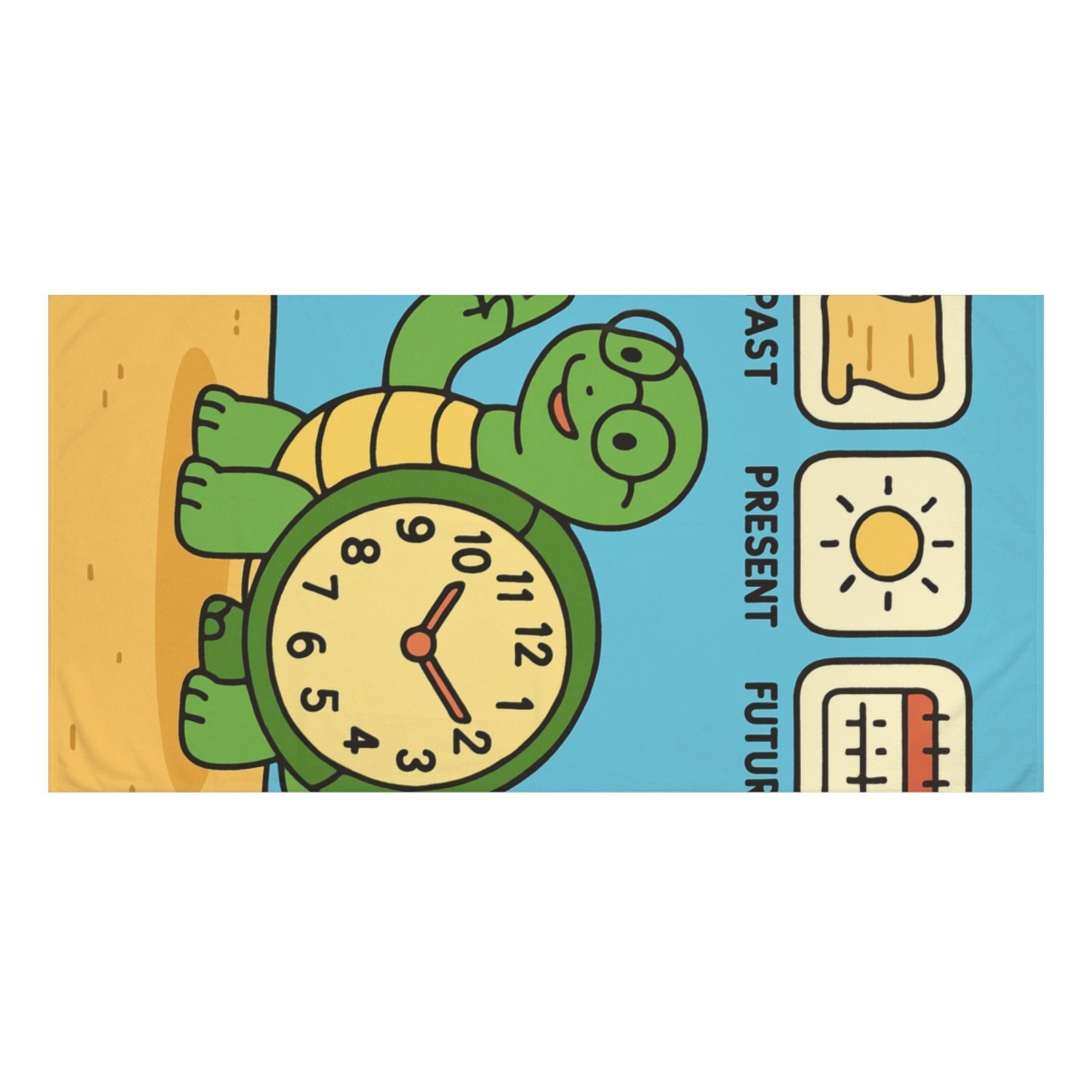 Time-Traveling Turtle Clock stylish beach towels