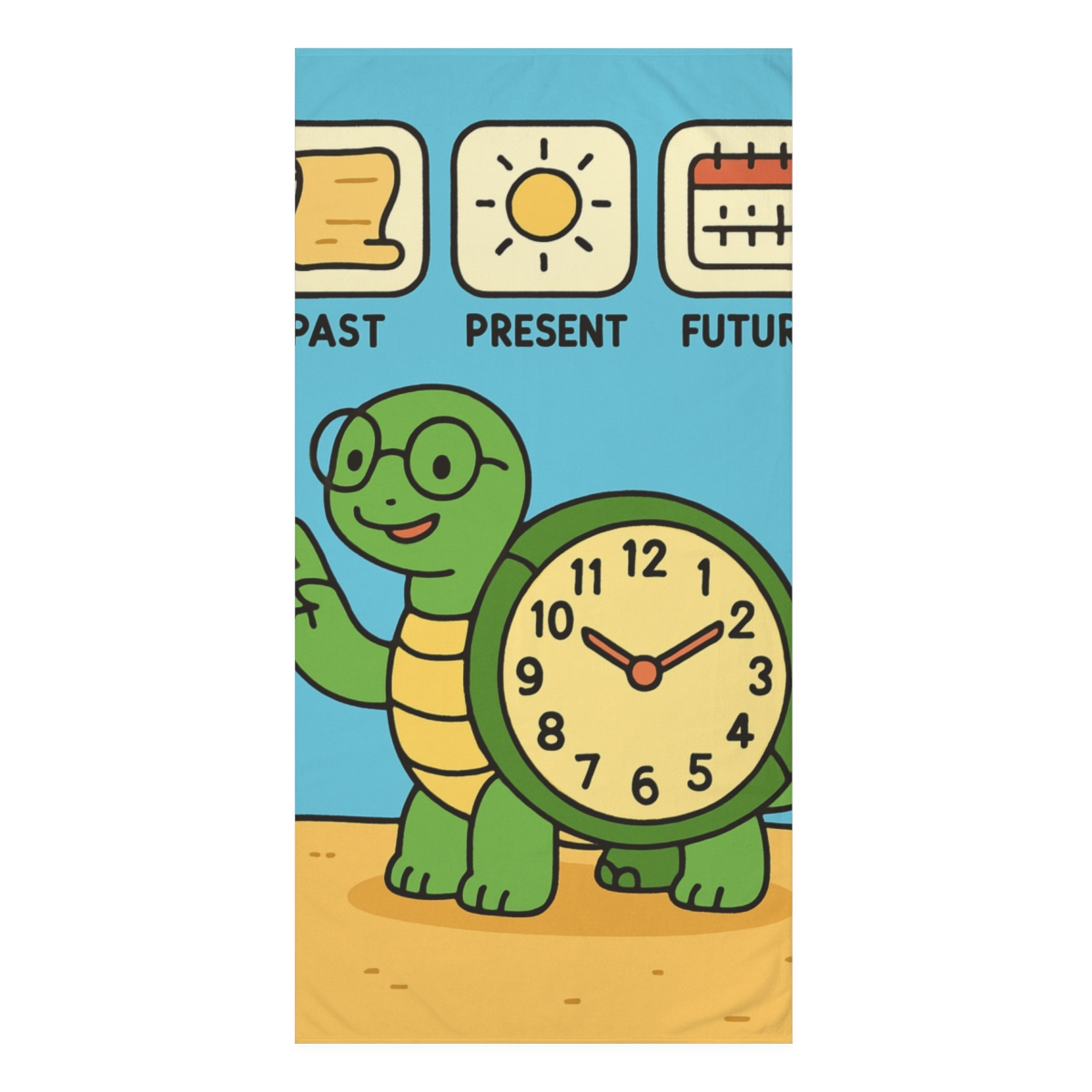 Time-Traveling Turtle Clock stylish beach towels