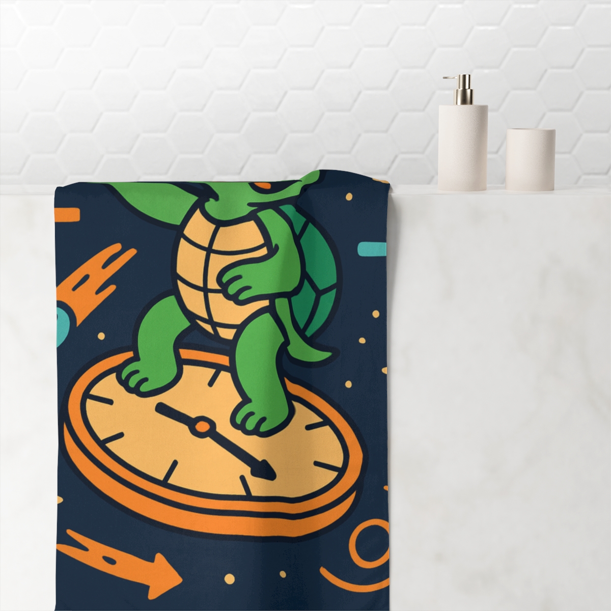 Time Traveling Turtle In Space unique gift towels