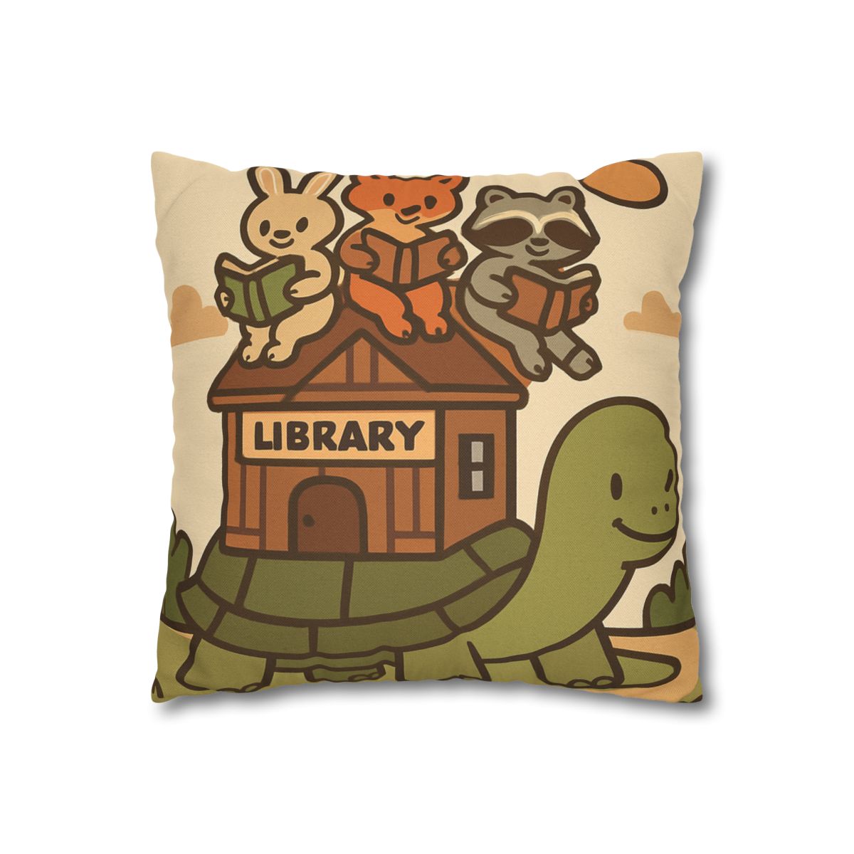 Time Traveling Turtle Library designer print pillow cases