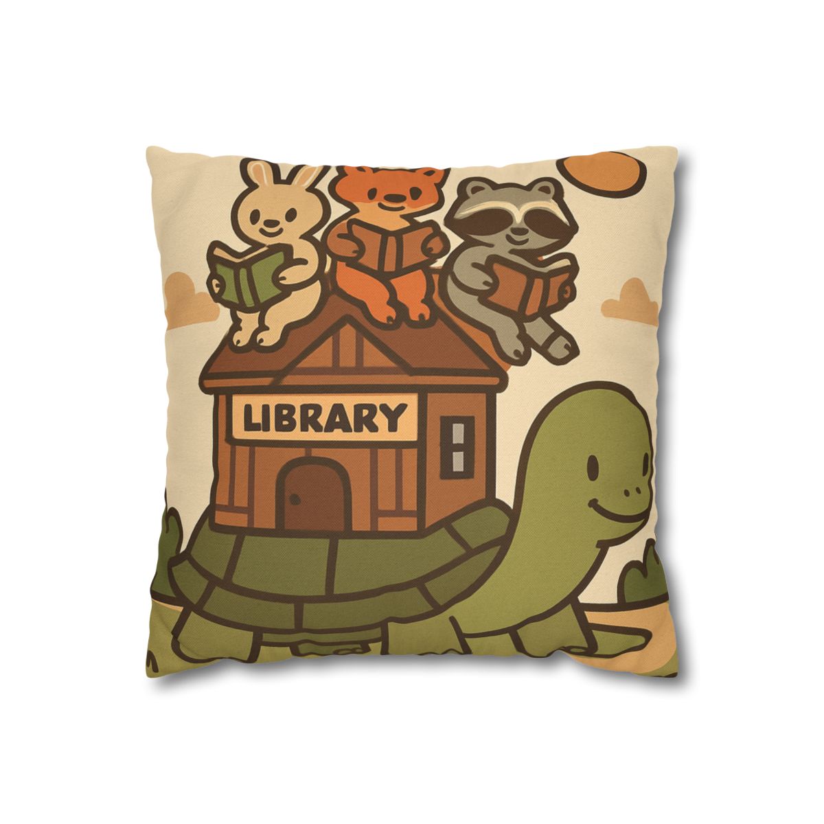 Time Traveling Turtle Library designer print pillow cases