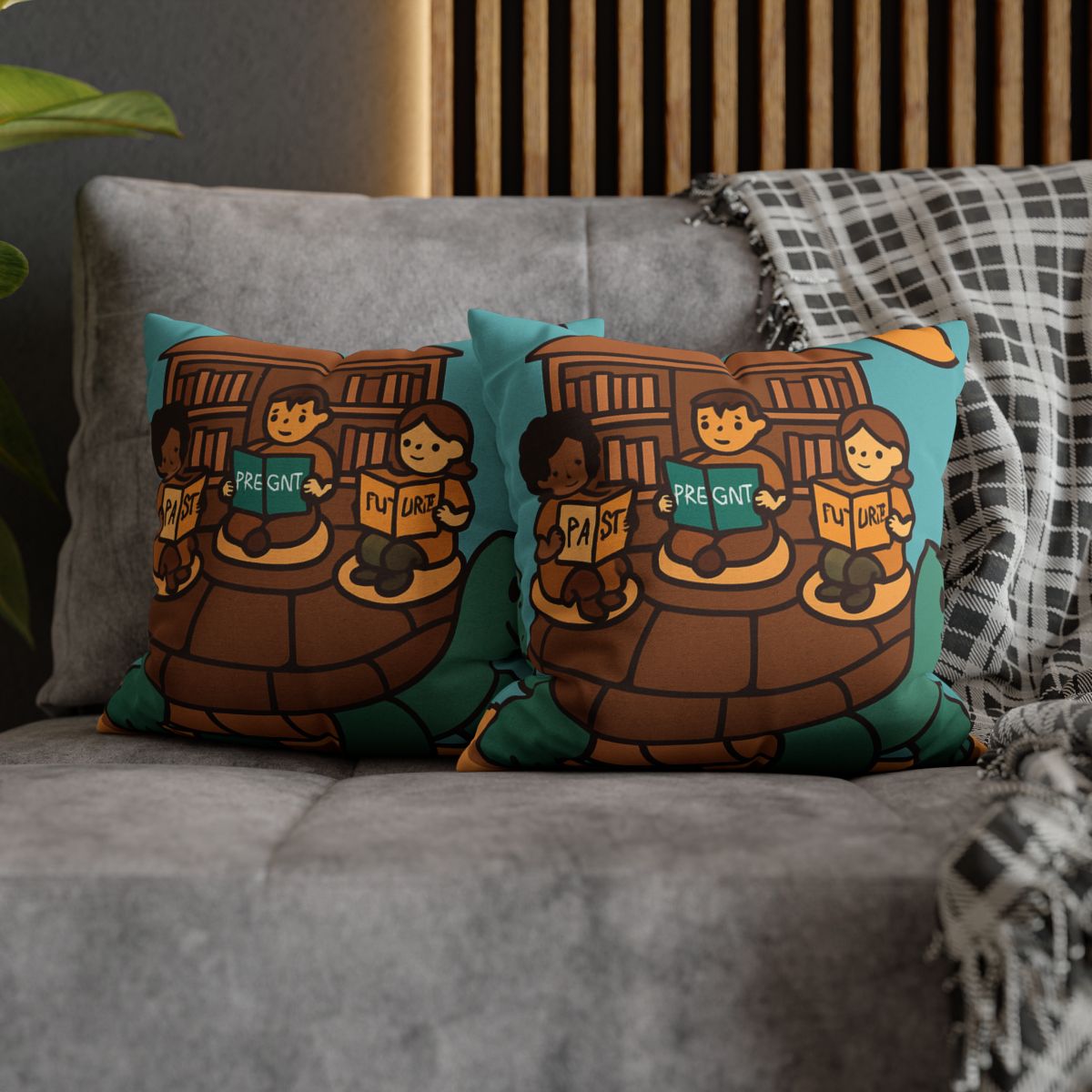 Time Traveling Turtle Library custom pillow cases