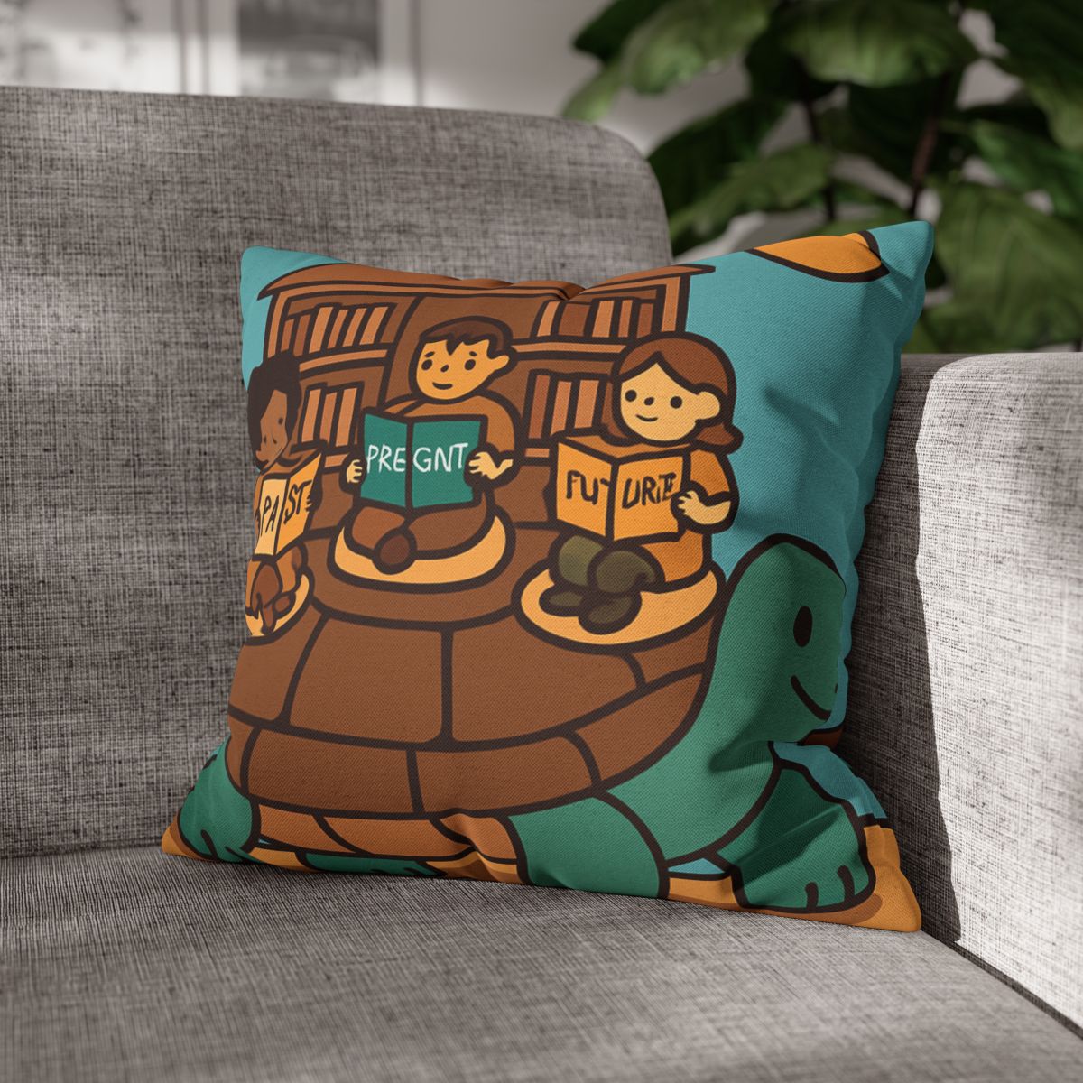 Time Traveling Turtle Library custom pillow cases