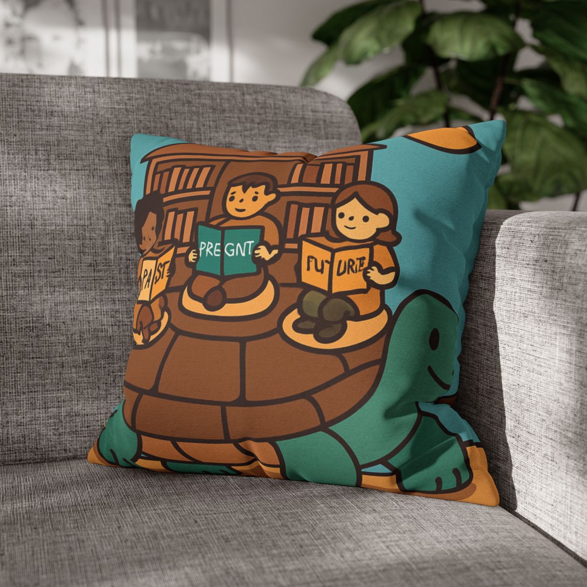 Time Traveling Turtle Library custom pillow cases