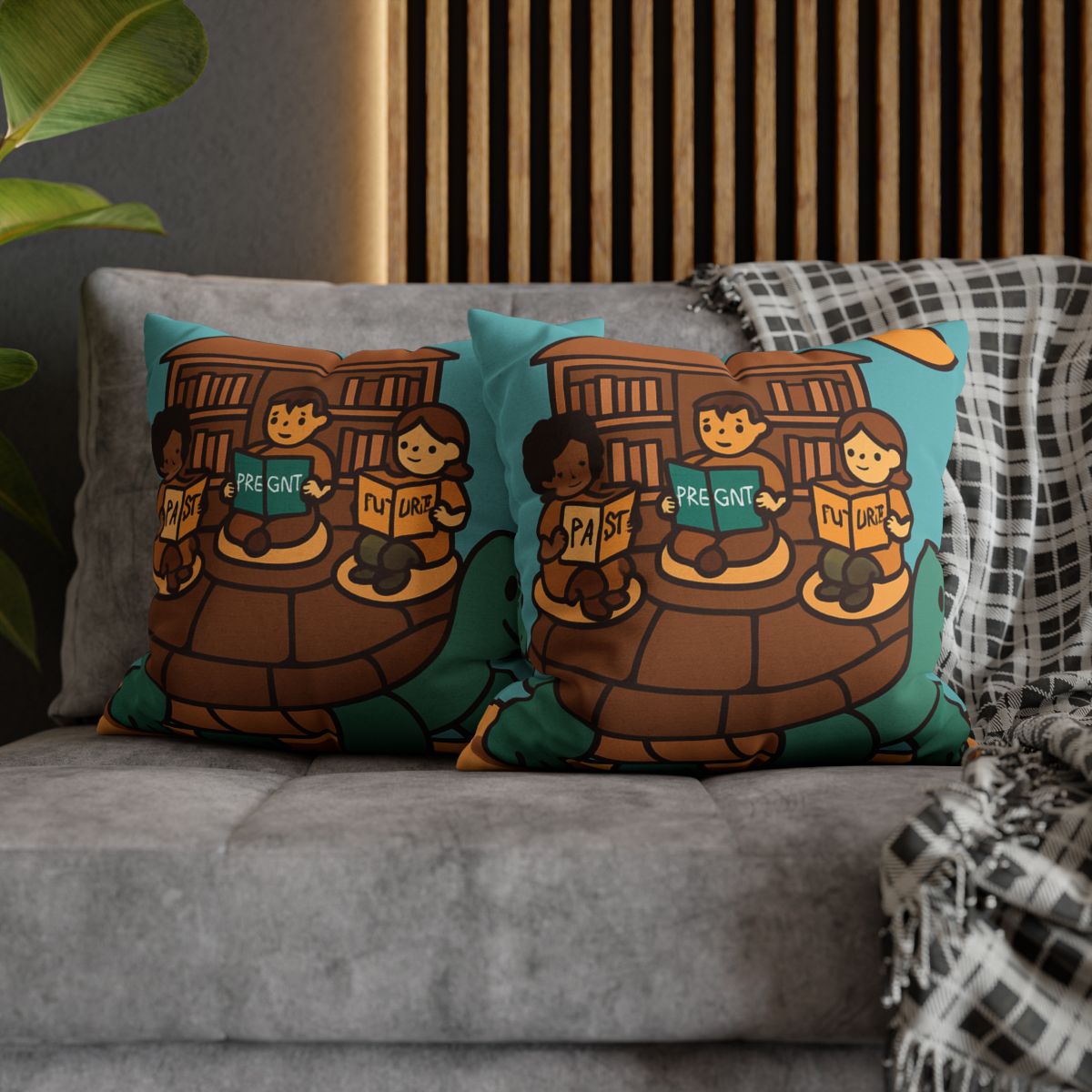 Time Traveling Turtle Library custom pillow cases