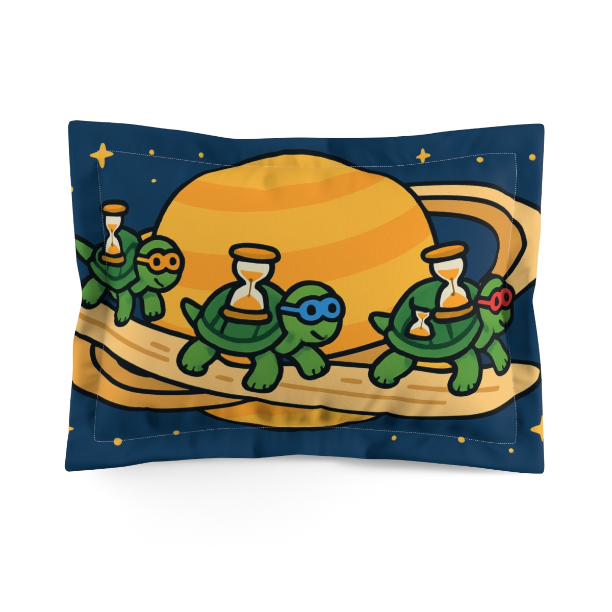 Time Traveling Turtles Of Saturn designer printed pillows