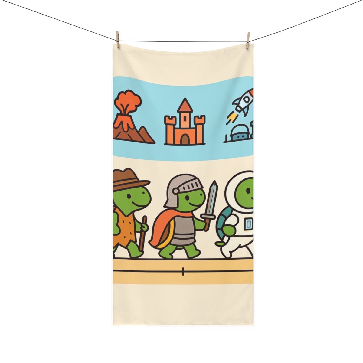 Time Traveling Turtles Timeline decorative home towelscustom towels