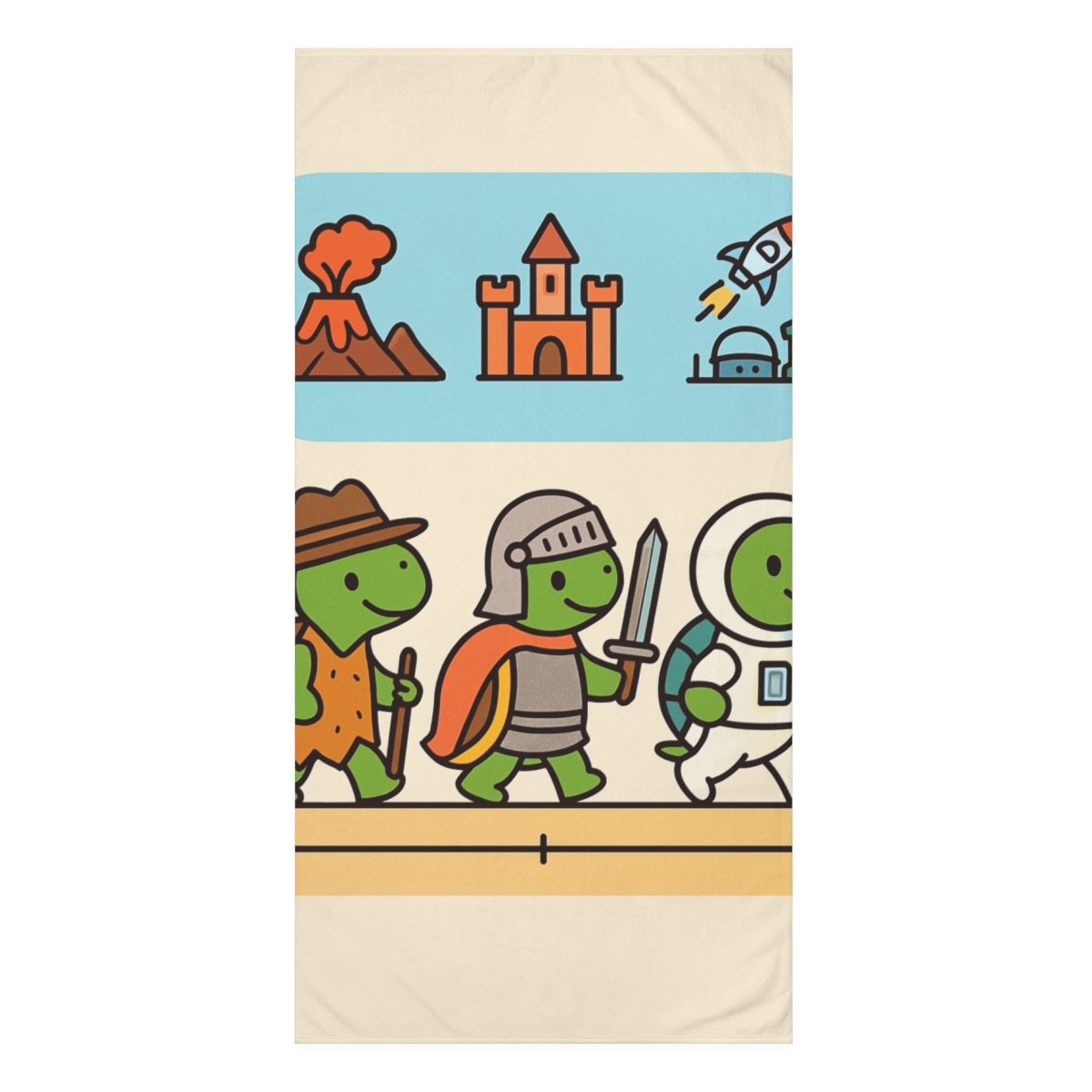 Time Traveling Turtles Timeline decorative home towelscustom towels