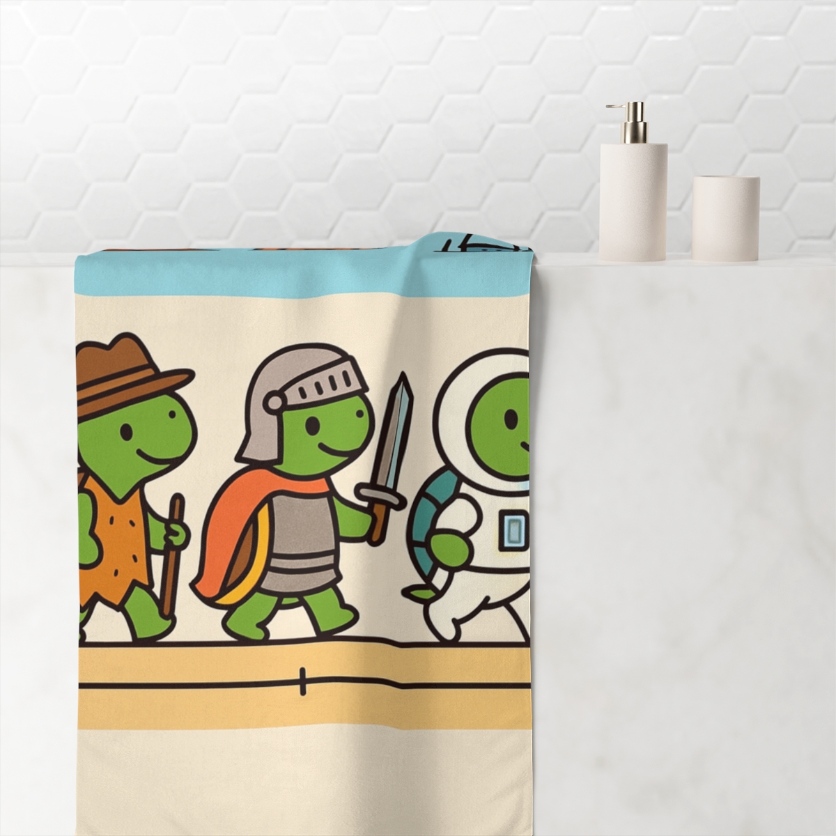 Time Traveling Turtles Timeline decorative home towelscustom towels