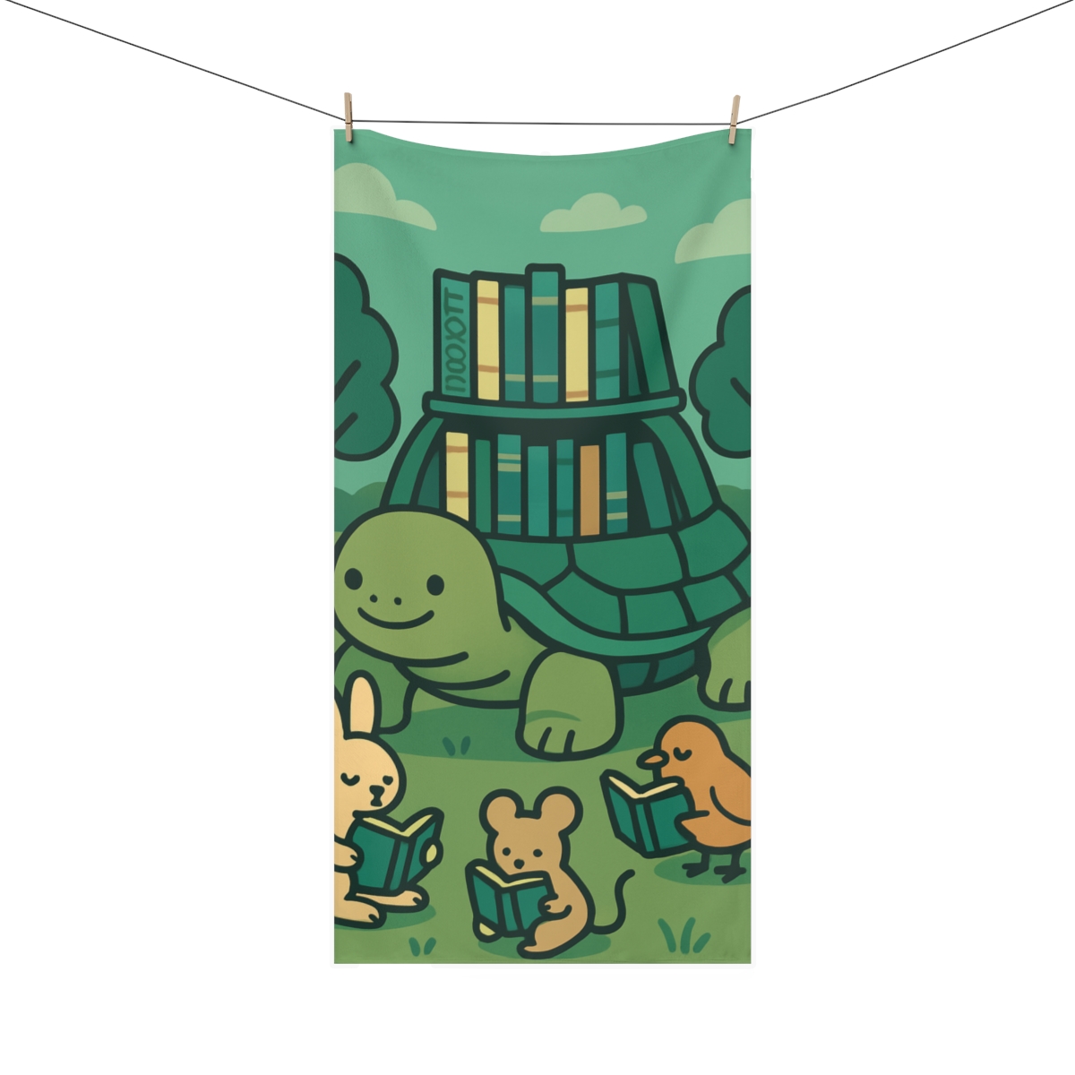 Time Turtle Library trendy hand towels