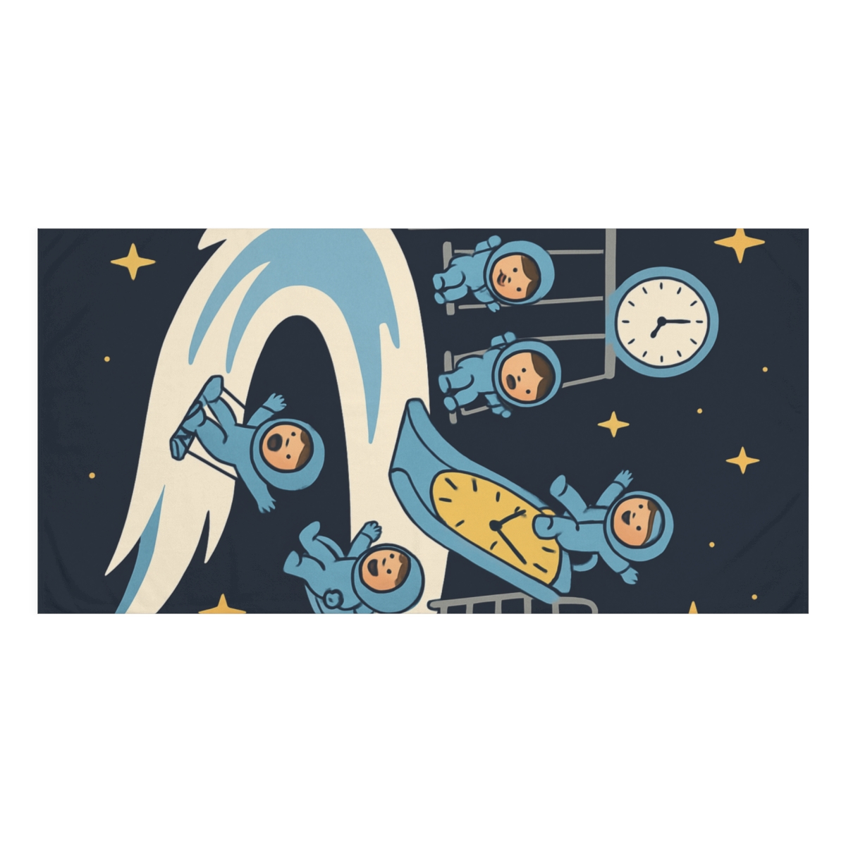 Time Twisting Comet Playground designer printed towels