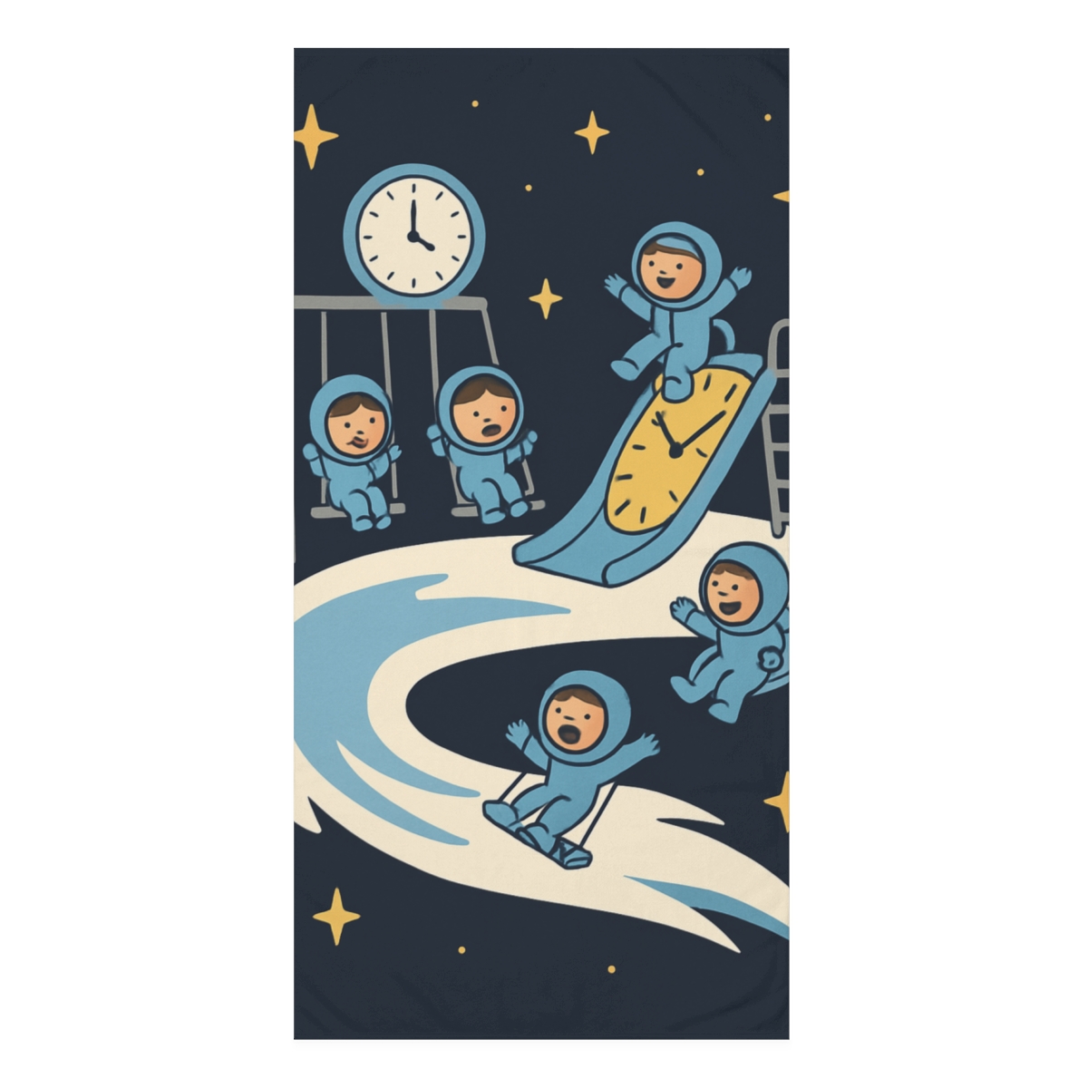 Time Twisting Comet Playground designer printed towels