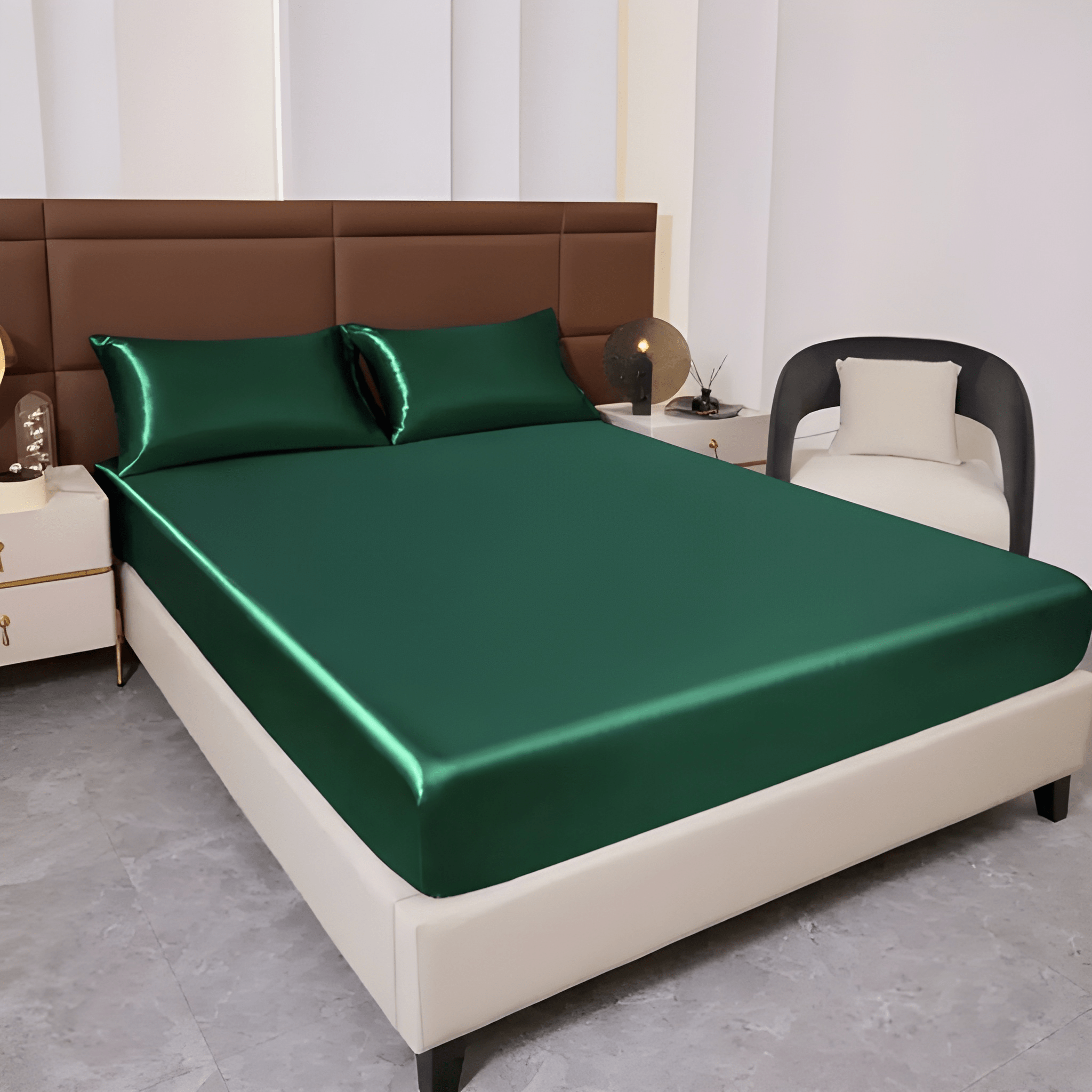 3 Piece Solid Color Smooth Fitted Bedding Sheet Set