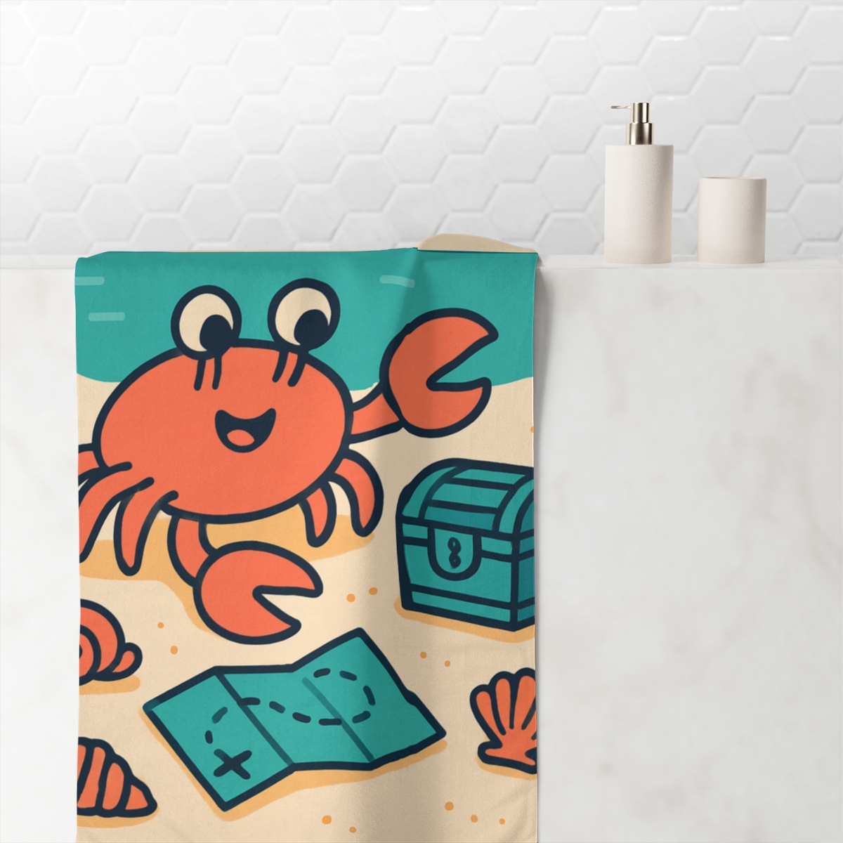 Treasure Island Explorer Crab custom towels