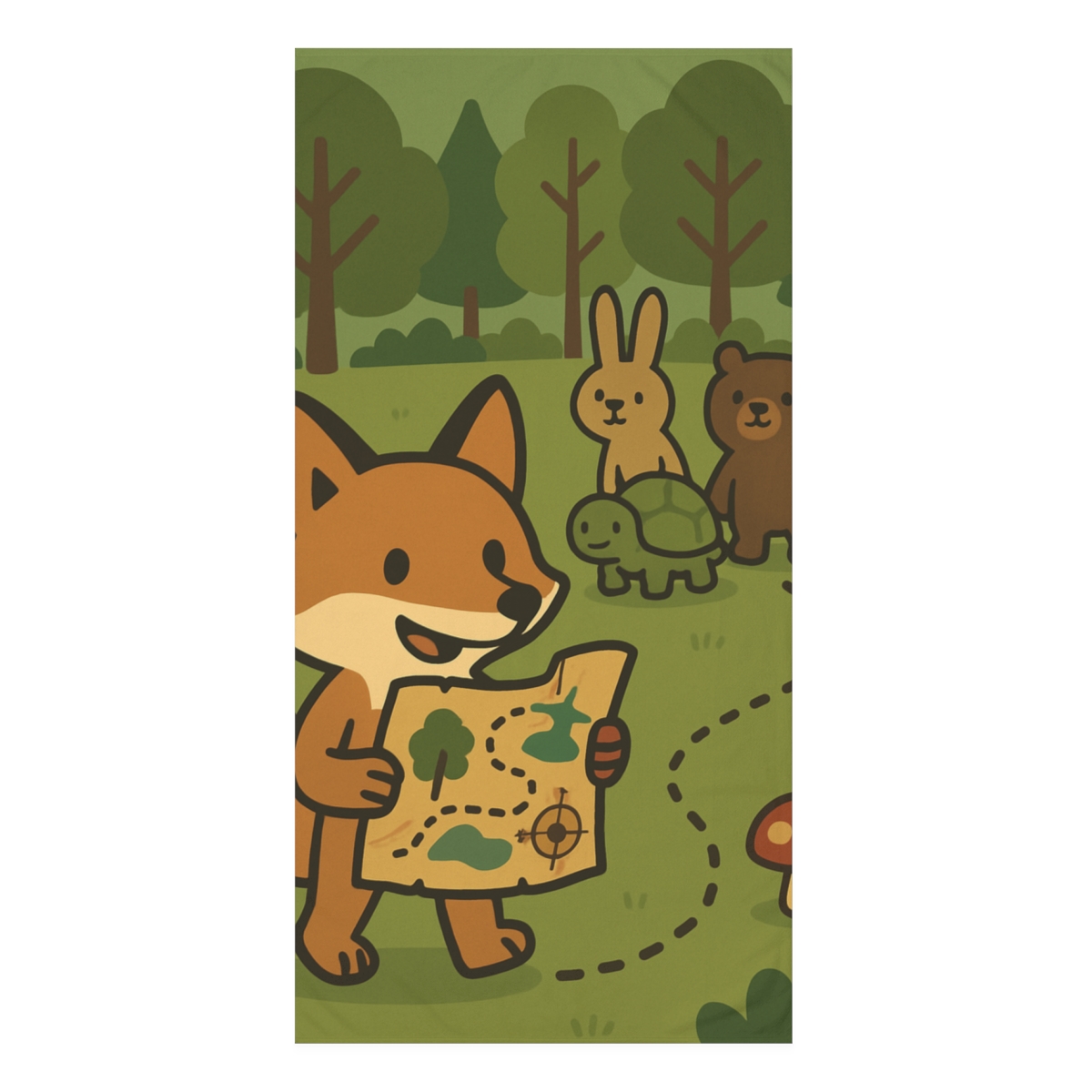 Treasure Map Forest Friends designer printed towels