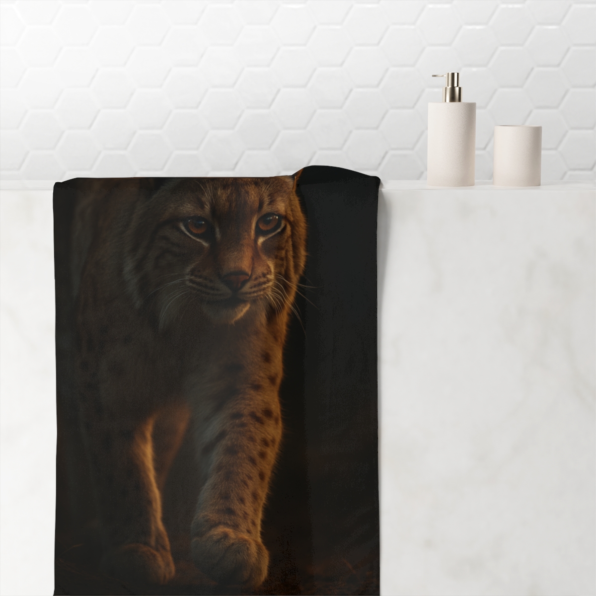 Twilight Prowler Eurasian Lynx soft cotton towels