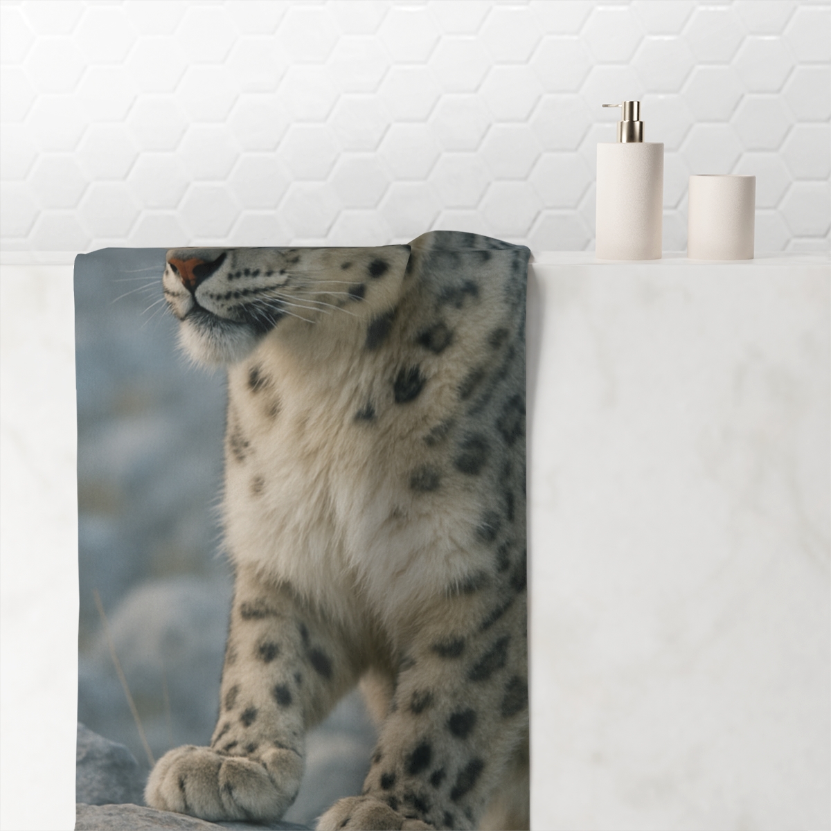 Twilight Ridge Snow Leopard unique gift towels