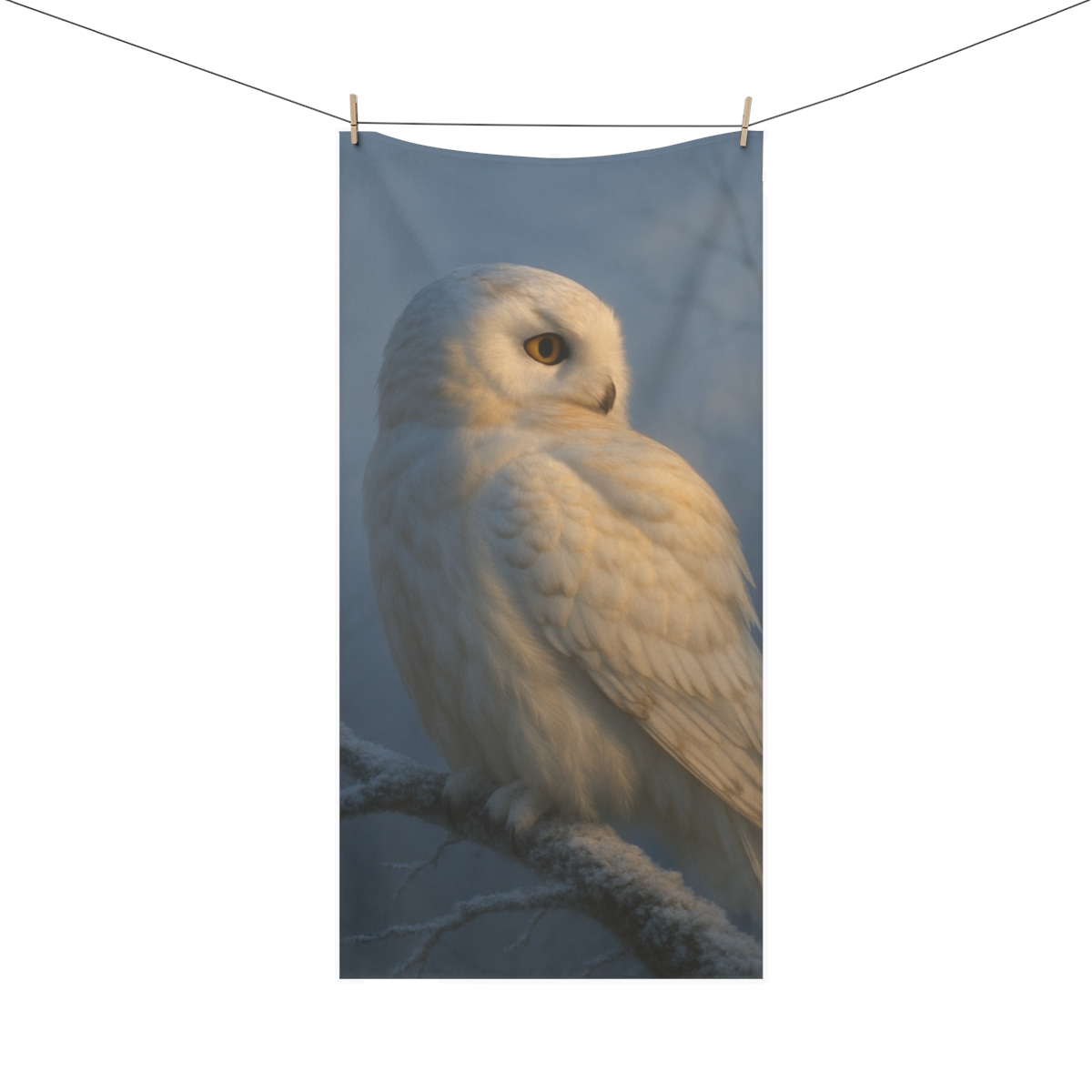 Twilight Sentinel Snowy Owl soft cotton towels