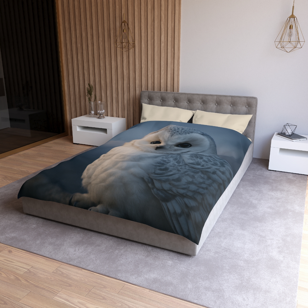 Twilight Watcher Snowy Owl personalized bedding duvets
