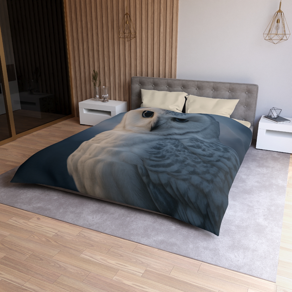 Twilight Watcher Snowy Owl personalized bedding duvets
