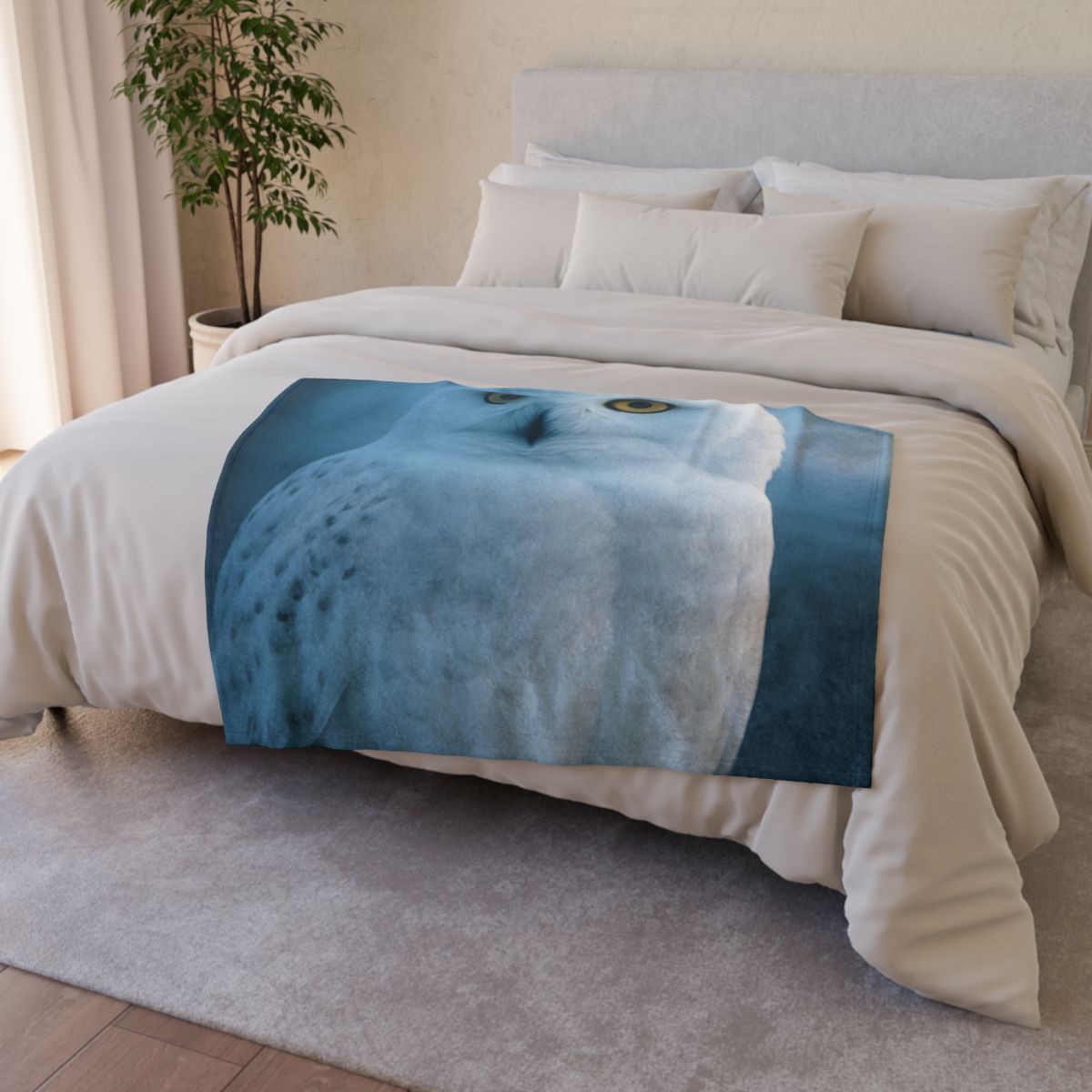 Twilight Watcher Snowy Owl decorative home blankets
