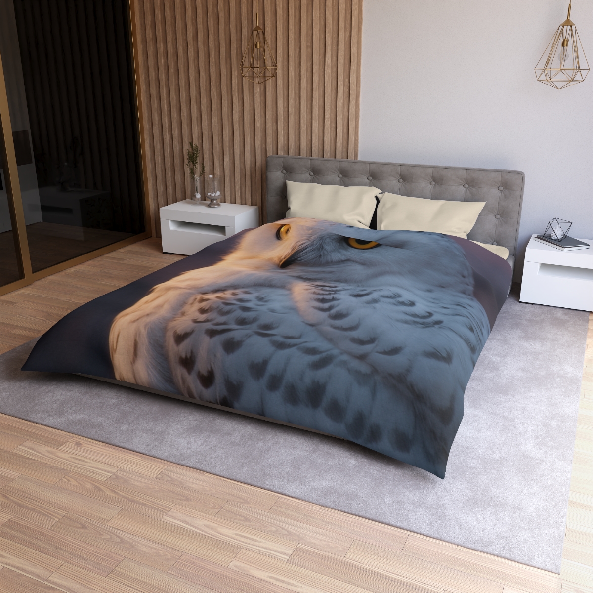 Twilight Watcher Snowy Owl personalized bedding duvets