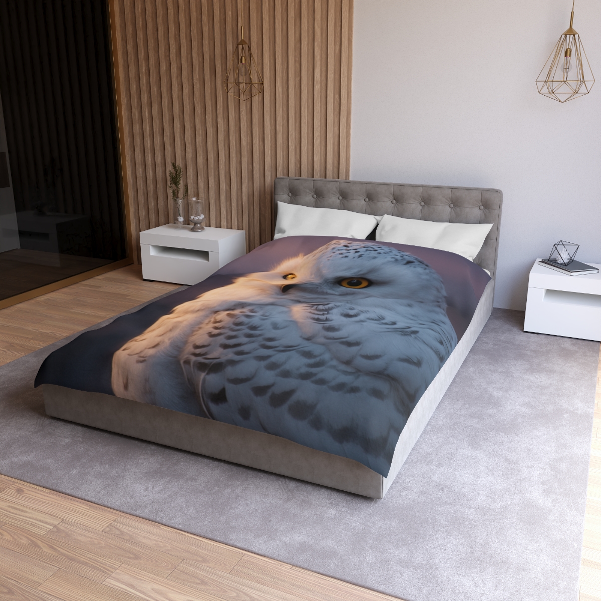 Twilight Watcher Snowy Owl personalized bedding duvets