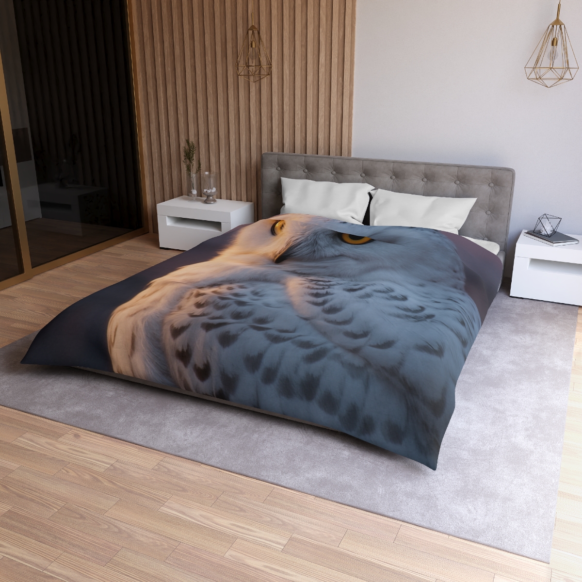 Twilight Watcher Snowy Owl personalized bedding duvets