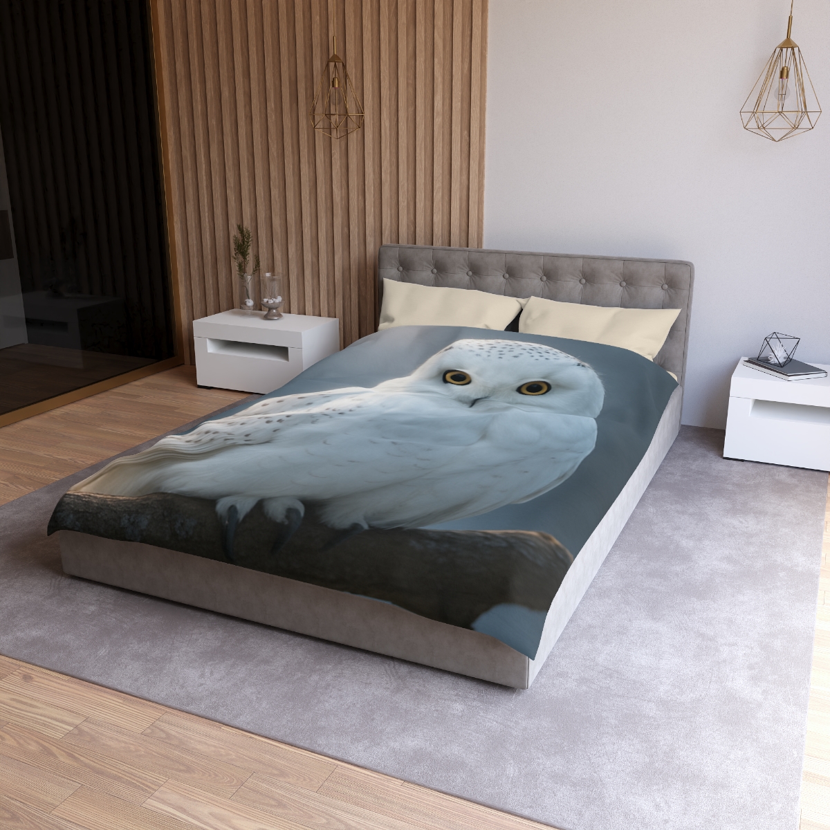 Twilight Watcher Snowy Owl unique patterned duvets