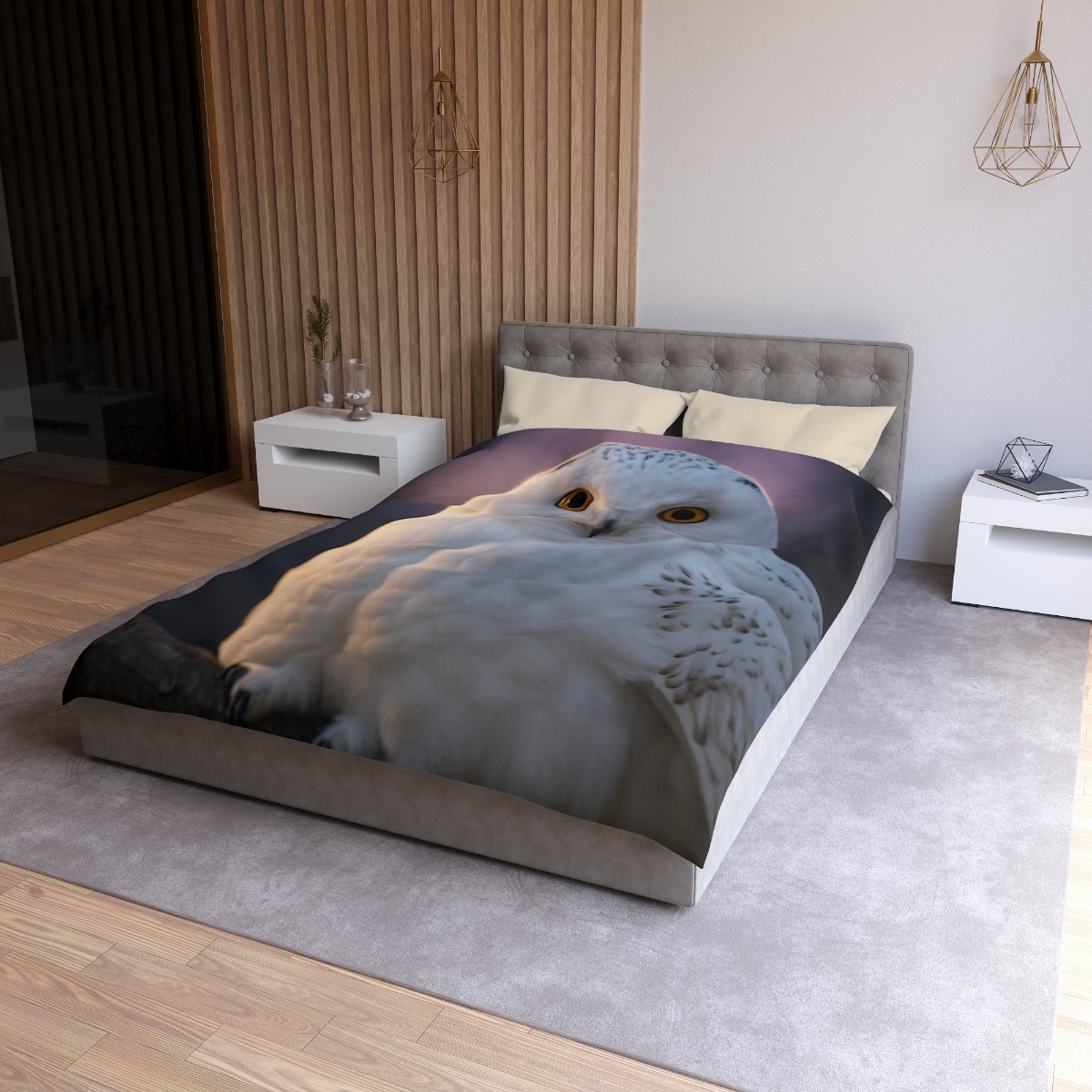 Twilight Watcher Snowy Owl personalized bedding duvets