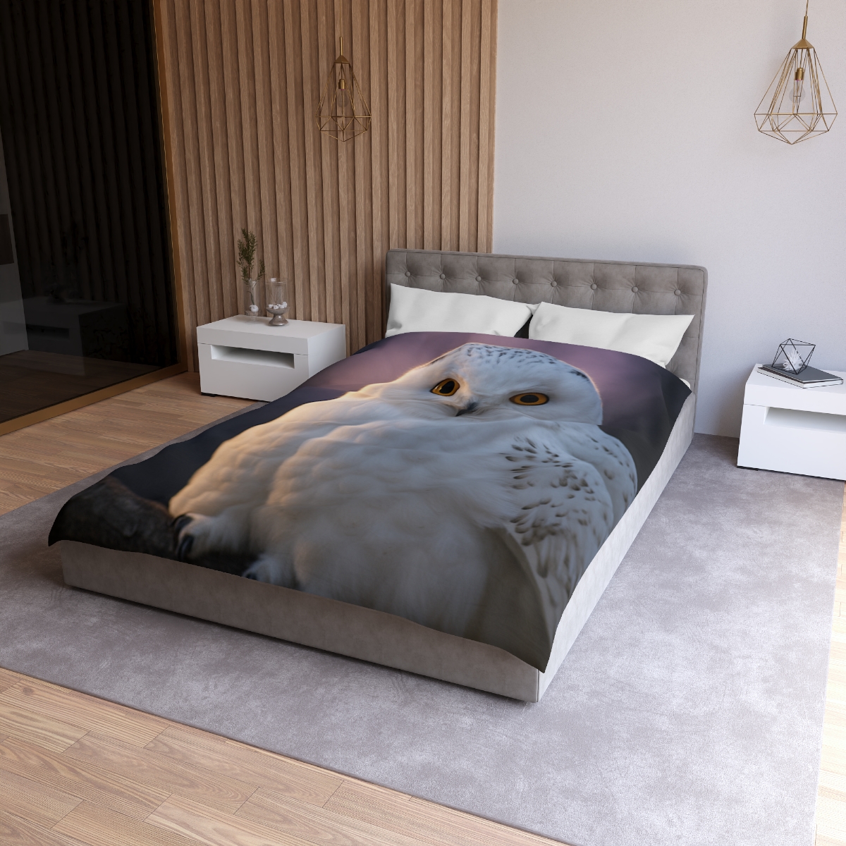Twilight Watcher Snowy Owl personalized bedding duvets