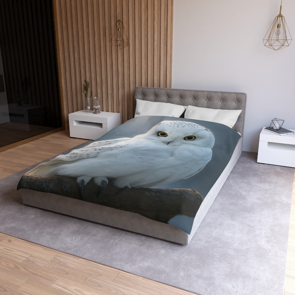 Twilight Watcher Snowy Owl unique patterned duvets