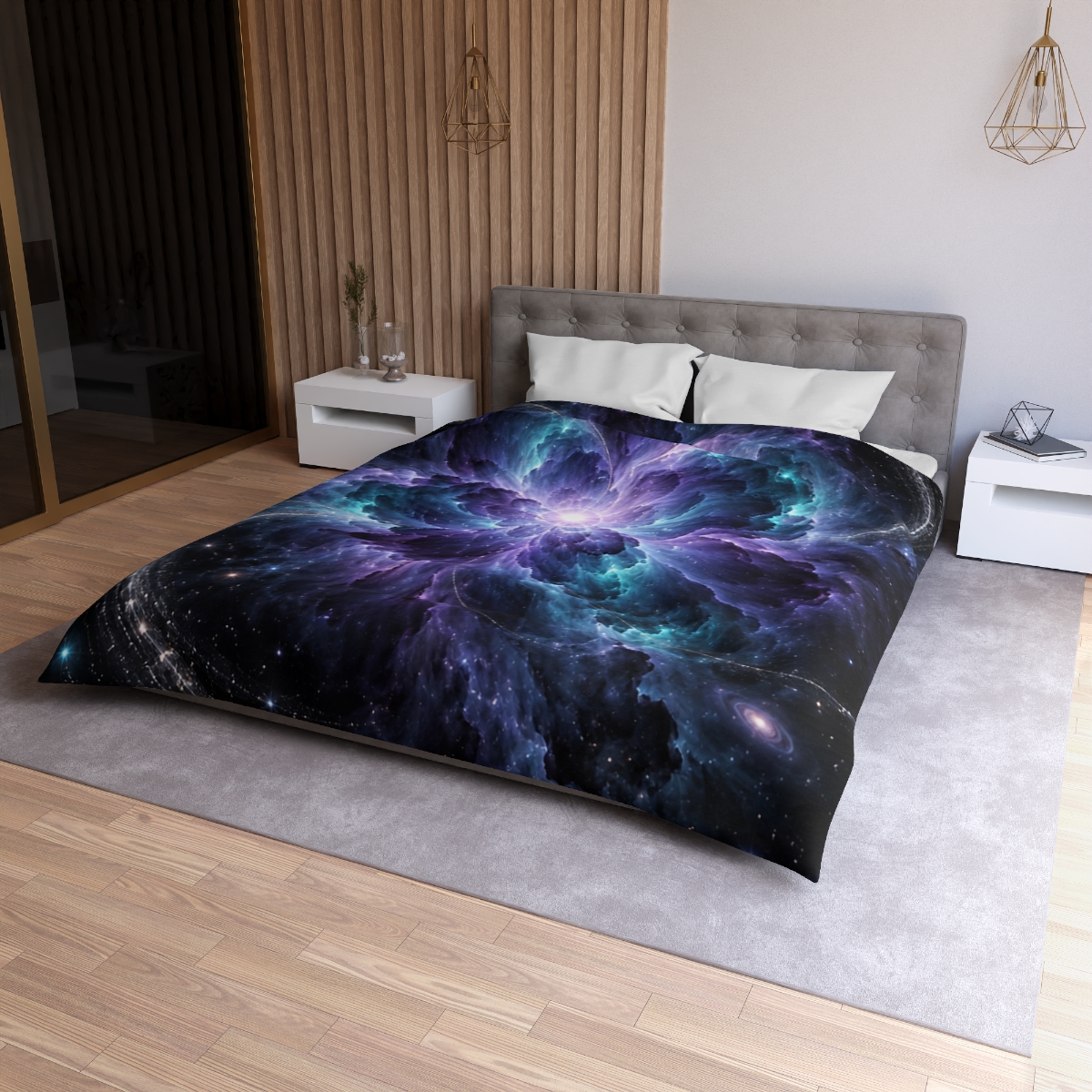 Ultraviolet Void Bloom stylish duvet covers [AI-1e7ab87c-bfc22d0080ac]