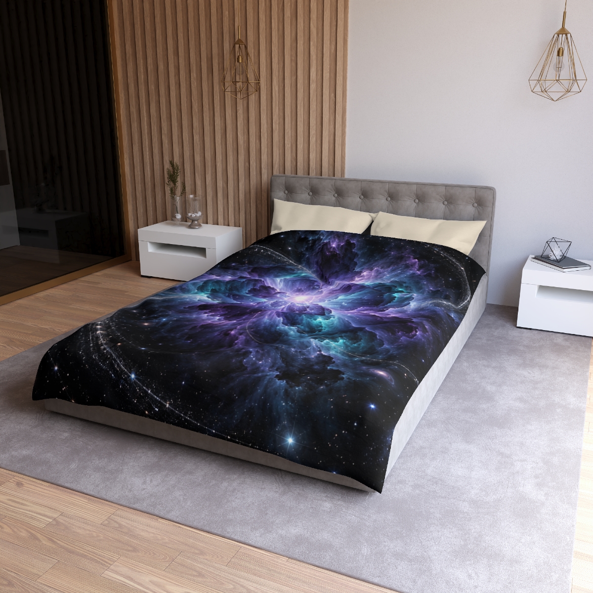 Ultraviolet Void Bloom stylish duvet covers [AI-1e7ab87c-32fc115074ef]