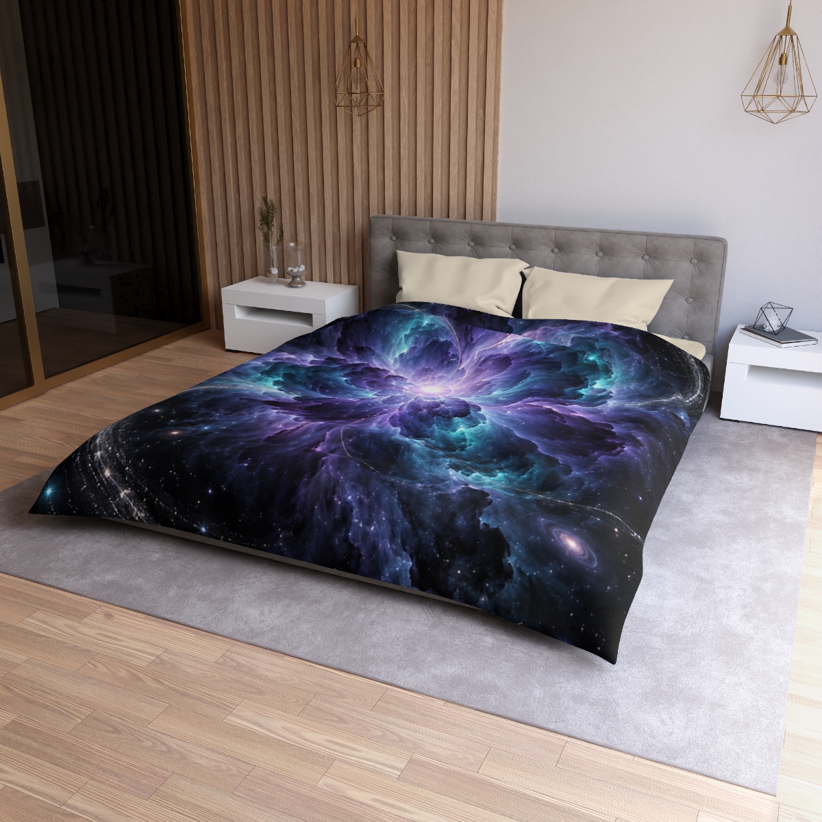 Ultraviolet Void Bloom stylish duvet covers [AI-1e7ab87c-e2c757e1ac95]