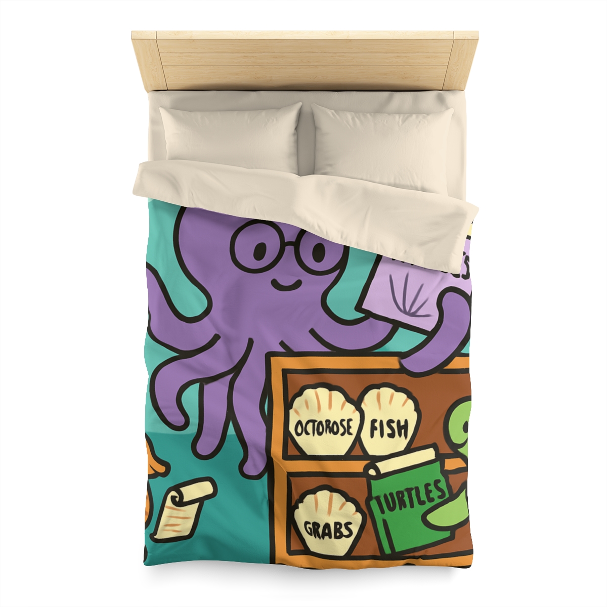 Undersea Library Of The Curious Octopus duvets for gifts