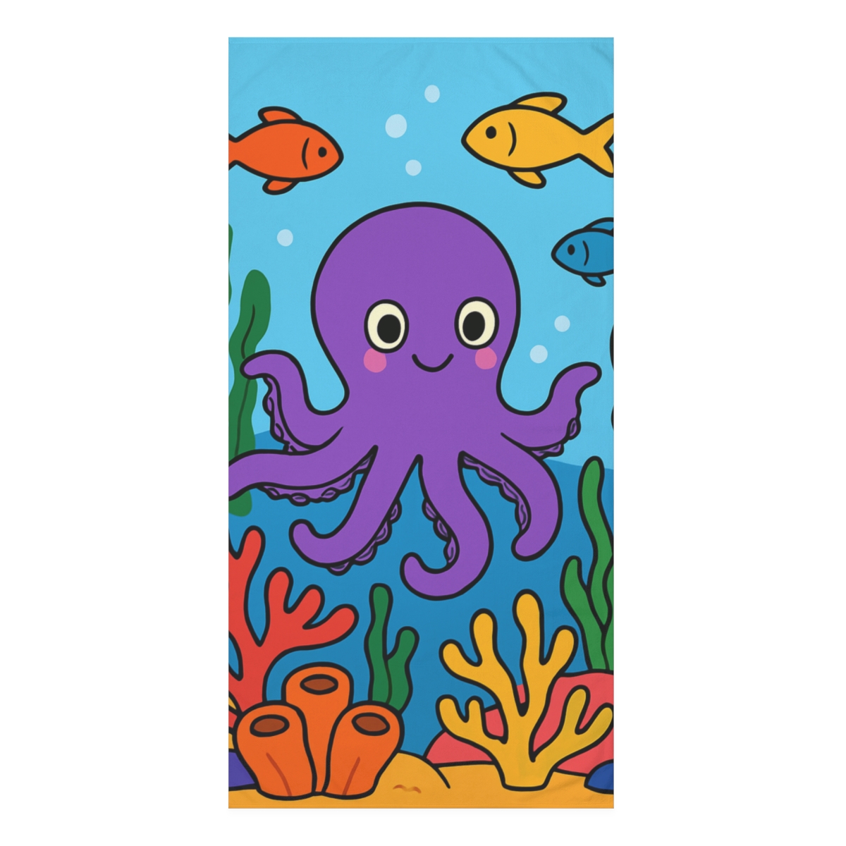 Underwater Adventure With Curious Octopus soft cotton towels