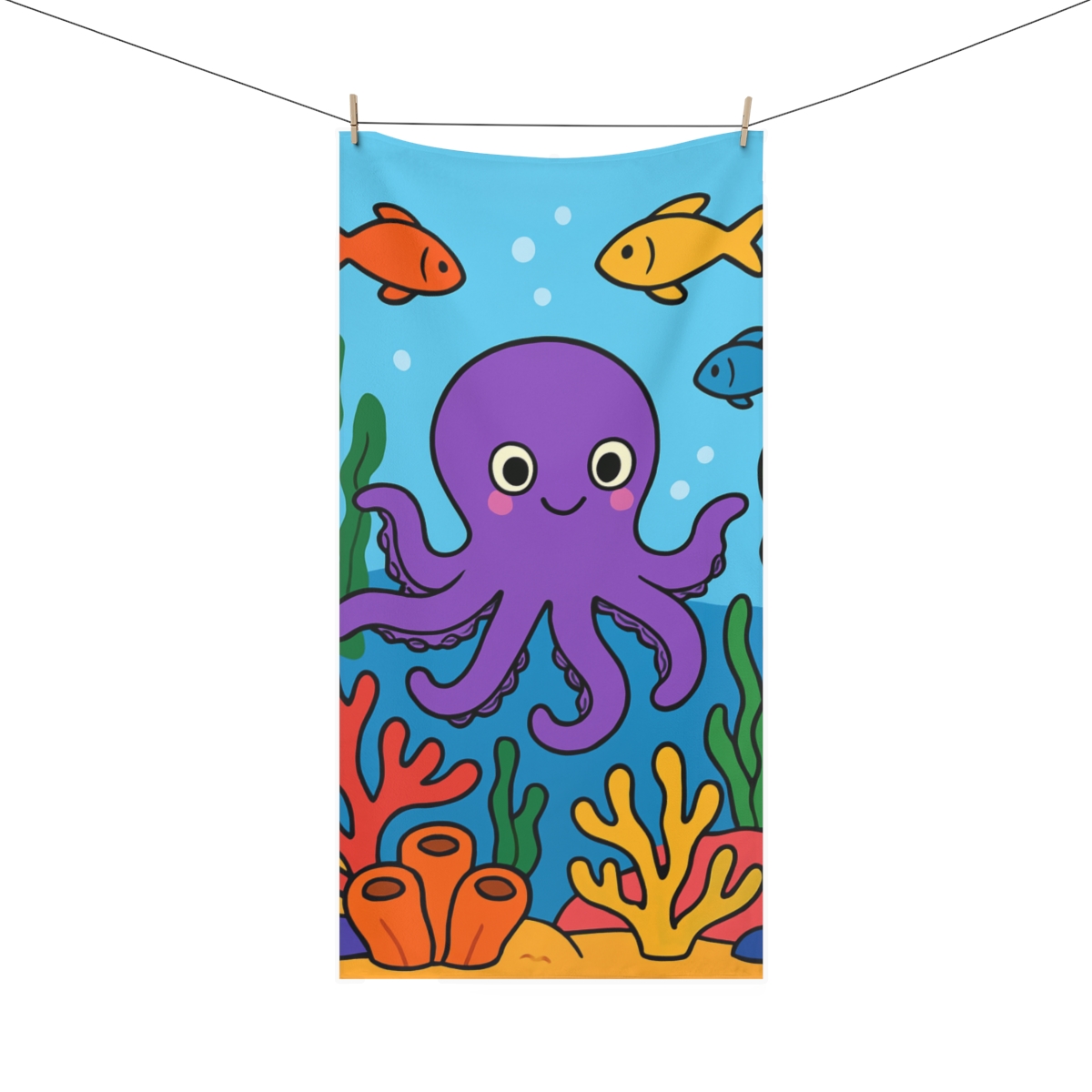 Underwater Adventure With Curious Octopus soft cotton towels