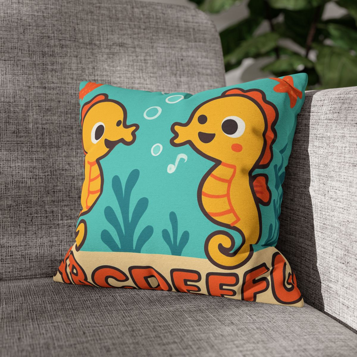 Underwater Alphabet Reef With Singing Seahorses personalized pillow covers