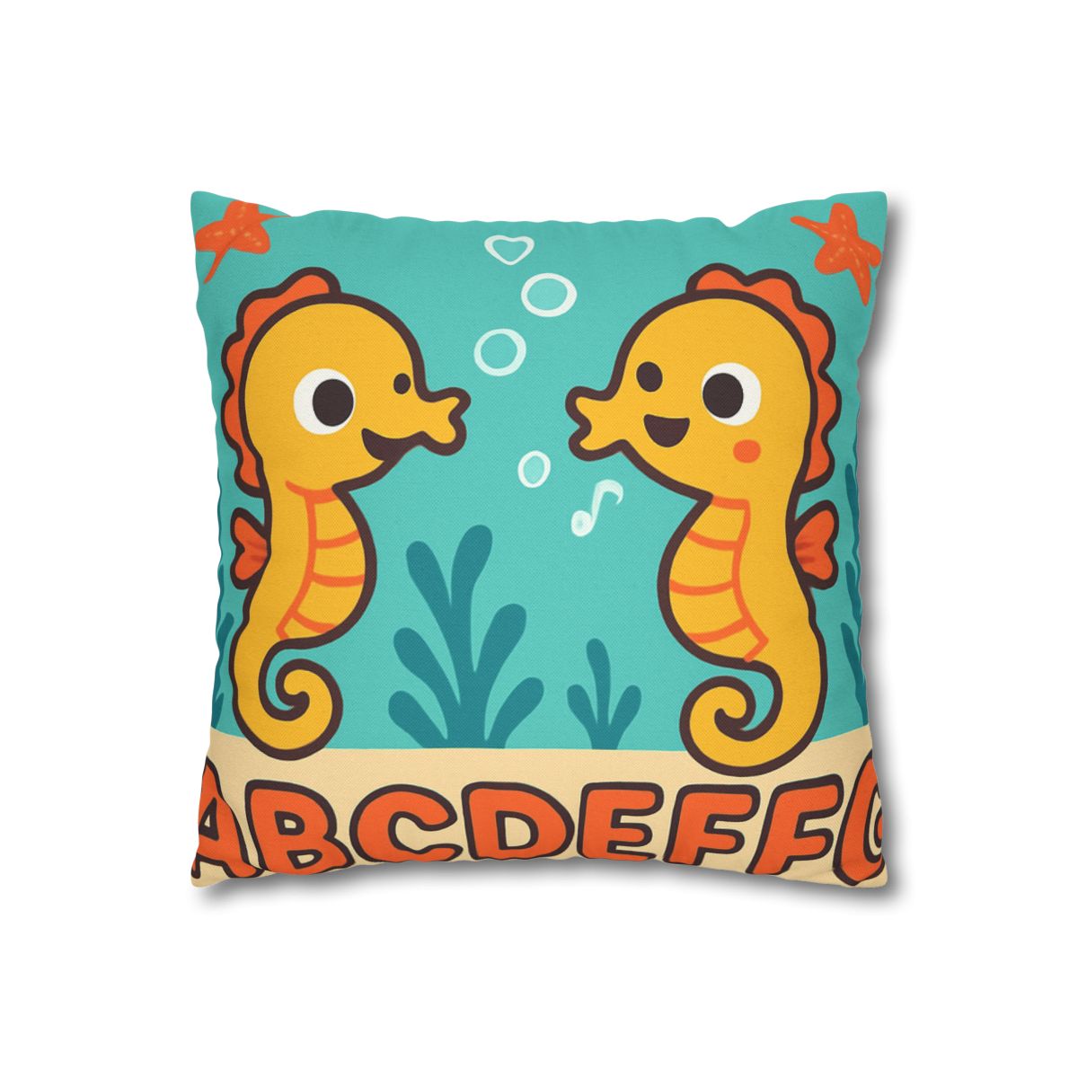 Underwater Alphabet Reef With Singing Seahorses personalized pillow covers