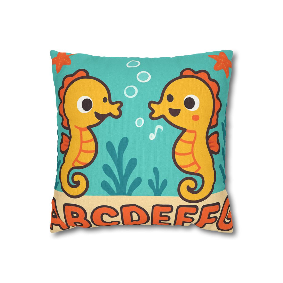 Underwater Alphabet Reef With Singing Seahorses personalized pillow covers