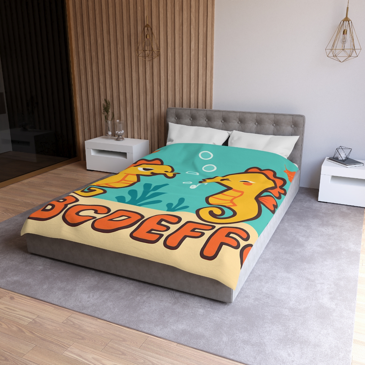 Underwater Alphabet Reef With Singing Seahorses custom duvets