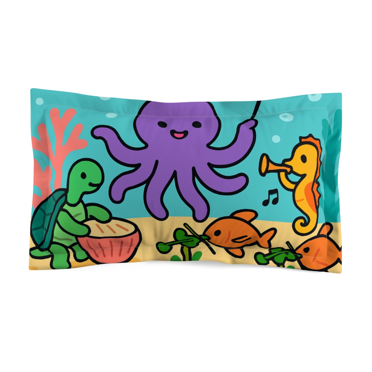 Underwater Coral Orchestra With Octopus Conductor soft plush pillows
