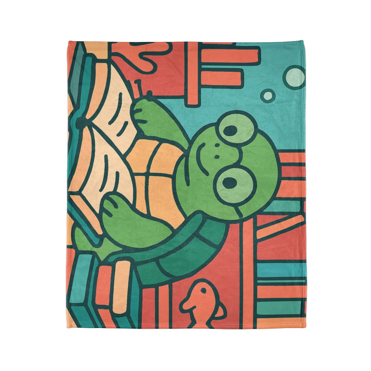 Underwater Library With Bookish Turtle designer printed blankets