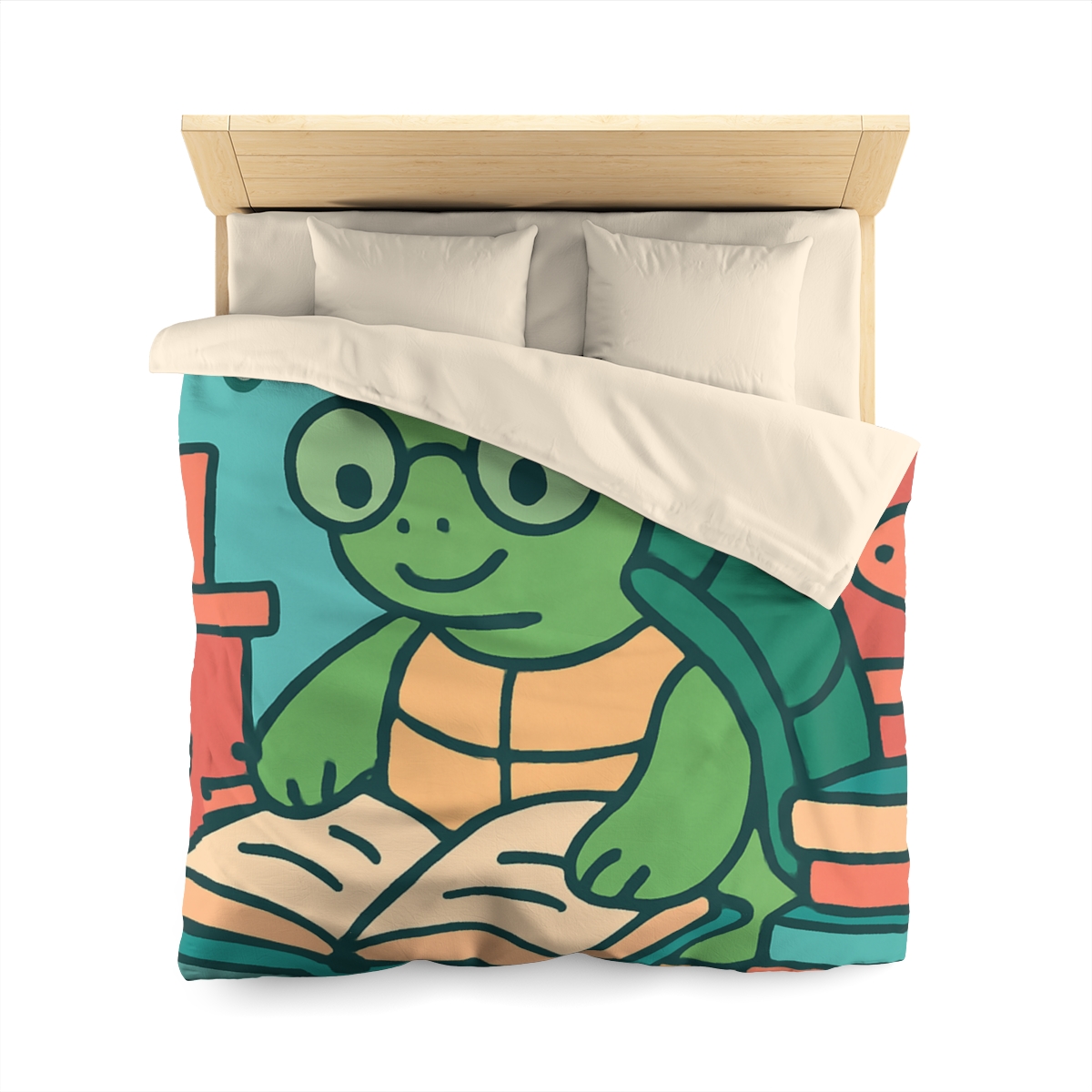 Underwater Library With Bookish Turtle designer printed duvets