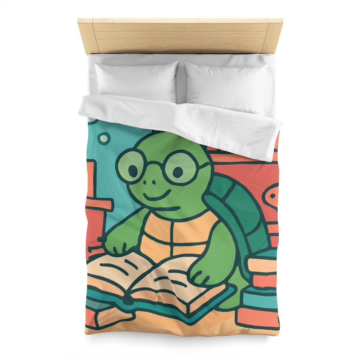 Underwater Library With Bookish Turtle designer printed duvets